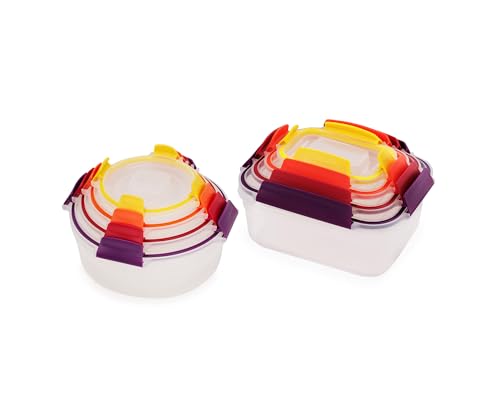 Joseph Joseph Nest Lock, 8 Stück Kunststoff Küche Lebensmittel Lagerung aufbewahrungsbox mit Deckel, auslaufsicher, luftdicht, platzsparend, BPA frei, mehrere Größen von Joseph Joseph