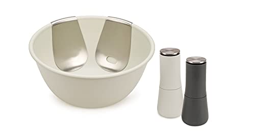 Joseph Joseph 20184 Serve it in Style Salatschüssel mit Salatbesteck & Salz-und Pfeffer-Set, PBT, Stone von Joseph Joseph