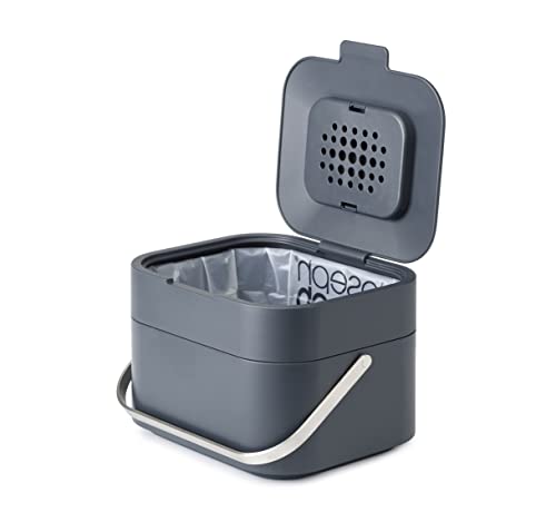 Joseph Joseph Stack 4 - Komposteimer küche, biomülleimer mit Geruchsfilter und deckel, Plastik, 4 Liter, Graphit von Joseph Joseph