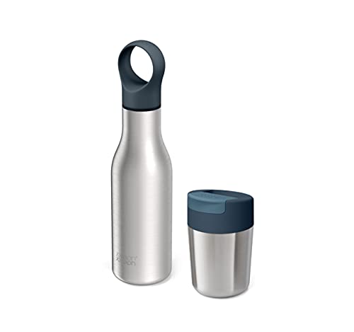 Joseph Joseph 81129 Refill Reuse Repeat Zweiteiliges Set aus Reisebecher und Flasche, Stainless-steel von Joseph Joseph