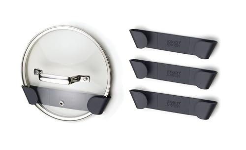 Joseph Joseph CupboardStore - Set aus 4 Topf- und Pfannendeckelhaltern Selbstklebende Wandhalterung, geeignet für Deckel bis zu 24 cm, inklusive 3M VHB-Klebeband von Joseph Joseph