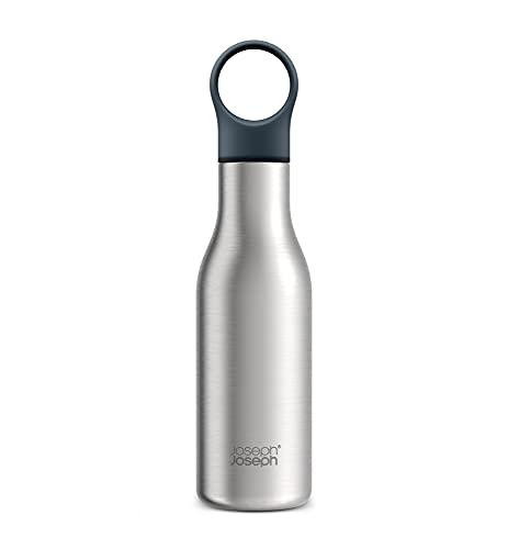 Joseph Joseph Loop - Vakuumisolierte auslaufsichere Thermo-Trinkflasche 500 ml, doppelwandig, für Heiß- und Kaltgetränke - Rostfreier Stahl von Joseph Joseph
