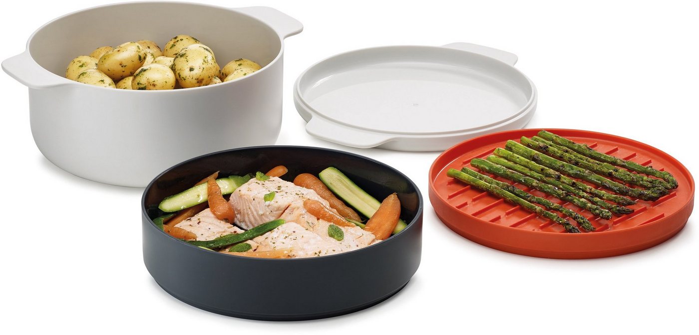 Joseph Joseph Mikrowellenbehälter M-Cuisine, Polyprophylen (PP), (Set, 3-tlg), 2-Liter Kochtopf, Dampfgarer, Grillpfanne und Deckel von Joseph Joseph