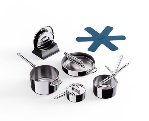 Joseph Joseph Space Steel 5-teiliges Edelstahl-Kochgeschirr-Set mit klappbaren Griffen von Joseph Joseph