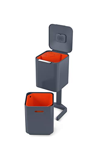 Joseph Joseph IntelligentWaste Totem Compact 40 Mülltrennsystem - Abfallbehälter mit separater Recycling-Einheit, 40 Liter - graphit von Joseph Joseph