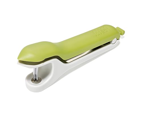 Joseph Joseph Tweezy 2-in-1 Entkerner für Kirschen & Oliven + Erdbeerstrunkentferner, platzsparend, BPA-frei, Stone/Green von Joseph Joseph