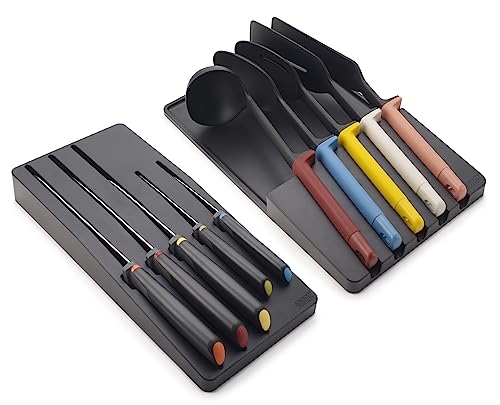 Joseph Joseph Elevate Utensilien & Messer 10-teiliges Set, In Schublade Utensilien Organisation Lagerung, Schwarz/Mehrfarbig von Joseph Joseph