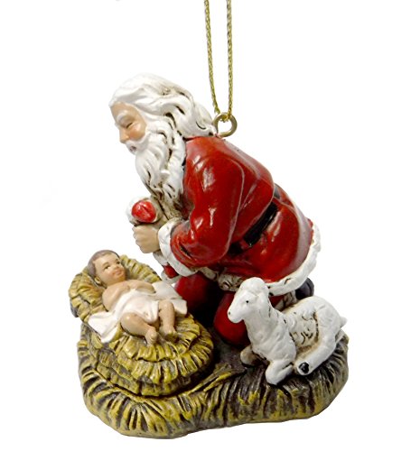 Joseph Studio Kneeling Santa with Baby Jesus Christmas Ornament von Roman