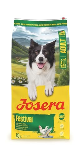 JOSERA Adult Festival Lachs & Huhn (1 x 12,5 kg) | Premium Trockenfutter für ausgewachsene wählerische aktive Hunde | energiereich | leckerer Soßenmantel - auch zum Einweichen | glutenfrei | 1er Pack von Josera