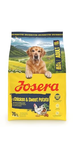JOSERA Adult Huhn & Süßkartoffel (1 x 3 kg) | Premium Trockenfutter für ausgewachsene & sportliche Hunde mittlerer & großer Rassen | mit Erbse & ohne Kartoffel | getreidefrei | 1er Pack von Josera