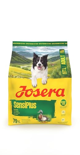 JOSERA Adult SensiPlus Ente & Reis (1 x 900 g) | Premium Trockenfutter für ausgewachsene empfindliche Hunde | mit viel Biotin für gesunde Haut & Fell | hoch verdaulich | glutenfrei | 1er Pack von Josera