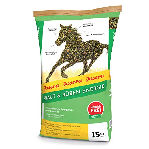 JOSERA Kraut & Rüben Energy (1 x 15 kg) | Premium Pferdefutter - Energiemix der Extraklasse | getreidefreie Rezeptur | effizienter Muskelaufbau| von Josera