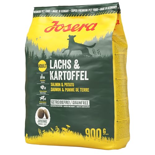 JOSERA Lachs & Kartoffel (5 x 900 g), getreidefreies Hundefutter, Lachsprotein als einzige tierische Proteinquelle, Super Premium Trockenfutter für ausgewachsene Hunde, 5er Pack von Josera