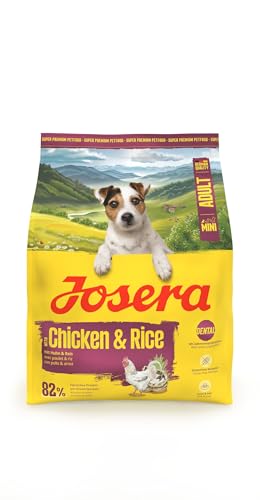 JOSERA Mini Adult Huhn & Reis (1x 900 g) | Premium Trockenfutter für ausgewachsene Hunde Kleiner Rassen | mit Biotin für Haut & Fell | kleine Kroketten | extraverträglich | gluternfrei | 5er Pack von Josera