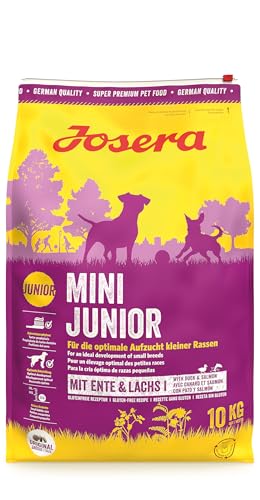 JOSERA MiniJunior (1 x 10 kg) | Mini Junior | Premium Trockenfutter für wachsende Hunde ab der 6. Woche | Ente & Lachs | Welpenfutter zur optimalen Entwicklung | weizenfrei | Hundefutter | 1er Pack von Josera