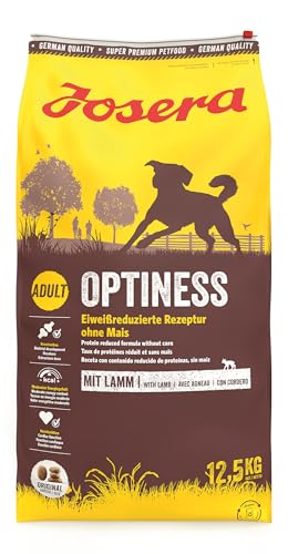 JOSERA Optiness (1 x 12,5 kg) | Hundefutter mit eiweißreduzierter Rezeptur ohne Mais | Super Premium Trockenfutter für ausgewachsene Hunde | 1er Pack von Josera