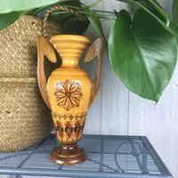 Vintage Handgeschnitzte Holzvase Mid Century Modern Home Decor Nummeriert von JoshuaTreeGoods