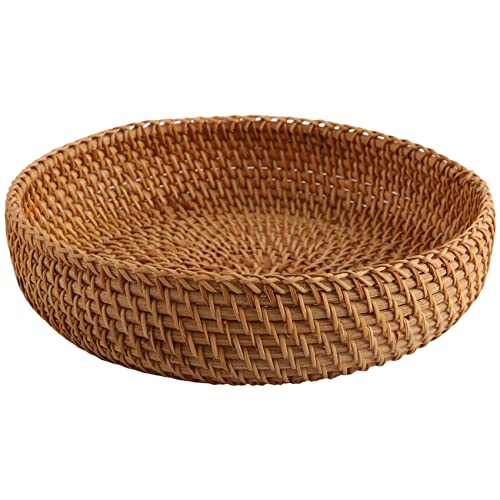 Joskeijky Handgemachte Herbst Rattan Weben Runde Ablage Korb Obst Schale Rattan Brotkorb für KüChe Lebensmittel Picknick Brot Diverse Mini Behaelter von Joskeijky