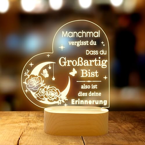 Jostift Geburtstagsgeschenk für Mama, LED Geschenke Nachtlicht mit Holzsockel, Inspirierende Geschenke für Freunde, Schwestern, Kollegen, Ehefrau und Mama von Jostift