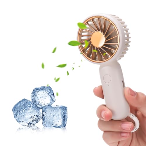 Jostift Handventilator Klein,Mini Ventilator mit 500mAH Wiederaufladbarer Akku,Tragbarer Leise USB Hand Ventilator mit 3 Windgeschwindigkeit und Karabiner für Büro Zuhause Draußen Reisen von Jostift