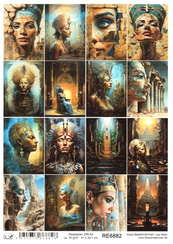 Josys Bastelmärchen Reispapier A4 Strohseide Ägypten Pyramide Tempel Pharao msytisch Fantasie RE6882 von Josys Bastelmärchen