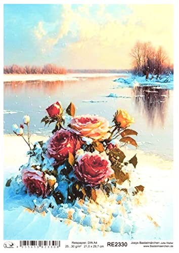 Josys Bastelmärchen Reispapier A4 Strohseide Decoupage Blumen Rosen EIS Winter Landschaft RE2330 Josys Bastelmärchen Reispapier A4 Strohseide Decoupage Blumen Rosen EIS Winter Landschaft RE2330 von Josys Bastelmärchen