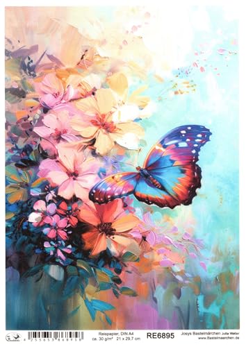 Josys Bastelmärchen Reispapier A4 Strohseide Decoupage Bunte Blumen Schmetterling RE6895 Josys Bastelmärchen Reispapier A4 Strohseide Decoupage Bunte Blumen Schmetterling RE6895 von Josys Bastelmärchen
