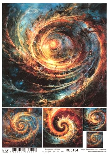 Josys Bastelmärchen Reispapier A4 Strohseide Decoupage Fantasie Universum Strudel abstrakt RE5154 Josys Bastelmärchen Reispapier A4 Strohseide Decoupage Fantasie Universum Strudel abstrakt RE5154 von Josys Bastelmärchen