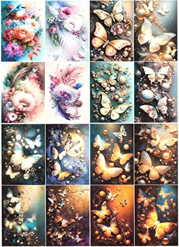 Josys Bastelmärchen Reispapier A4 Strohseide Decoupage Federn Blumen Schmetterlinge Perlen RE1929 von Josys Bastelmärchen