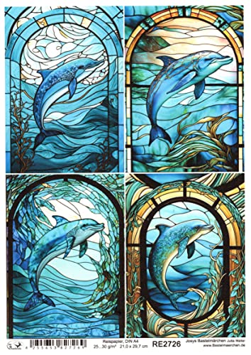 Josys Bastelmärchen Reispapier A4 Strohseide Decoupage Glaskunst Fenster Tiffany Delfin RE2726 Josys Bastelmärchen Reispapier A4 Strohseide Decoupage Glaskunst Fenster Tiffany Delfin RE2726 von Josys Bastelmärchen