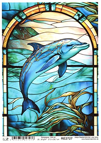 Josys Bastelmärchen Reispapier A4 Strohseide Decoupage Glaskunst Fenster Tiffany Delfin RE2727 Josys Bastelmärchen Reispapier A4 Strohseide Decoupage Glaskunst Fenster Tiffany Delfin RE2727 von Josys Bastelmärchen