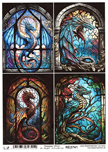 Josys Bastelmärchen Reispapier A4 Strohseide Decoupage Glaskunst Fenster Tiffany Drachen RE2741 Josys Bastelmärchen Reispapier A4 Strohseide Decoupage Glaskunst Fenster Tiffany Drachen RE2741 von Josys Bastelmärchen