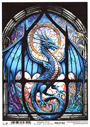 Josys Bastelmärchen Reispapier A4 Strohseide Decoupage Glaskunst Fenster Tiffany Drachen RE2742 Josys Bastelmärchen Reispapier A4 Strohseide Decoupage Glaskunst Fenster Tiffany Drachen RE2742 von Josys Bastelmärchen