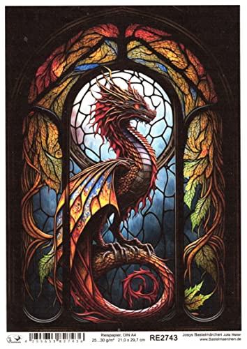 Josys Bastelmärchen Reispapier A4 Strohseide Decoupage Glaskunst Fenster Tiffany Drachen RE2743 Josys Bastelmärchen Reispapier A4 Strohseide Decoupage Glaskunst Fenster Tiffany Drachen RE2743 von Josys Bastelmärchen