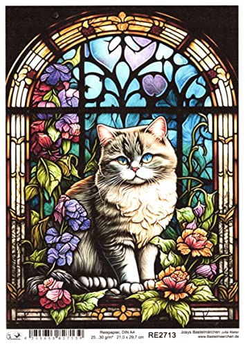 Josys Bastelmärchen Reispapier A4 Strohseide Decoupage Glaskunst Fenster Tiffany Katze RE2713 Josys Bastelmärchen Reispapier A4 Strohseide Decoupage Glaskunst Fenster Tiffany Katze RE2713 von Josys Bastelmärchen