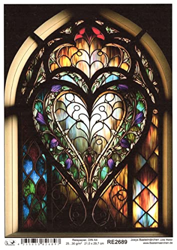 Josys Bastelmärchen Reispapier A4 Strohseide Decoupage Glaskunst Fenster Tiffany Kirche Herz RE2689 Josys Bastelmärchen Reispapier A4 Strohseide Decoupage Glaskunst Fenster Tiffany Kirche Herz RE2689 von Josys Bastelmärchen