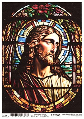 Josys Bastelmärchen Reispapier A4 Strohseide Decoupage Glaskunst Fenster Tiffany Kirche Jesus RE2688 Josys Bastelmärchen Reispapier A4 Strohseide Decoupage Glaskunst Fenster Tiffany Kirche Jesus RE2688 von Josys Bastelmärchen