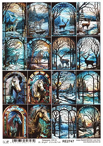 Josys Bastelmärchen Reispapier A4 Strohseide Decoupage Glaskunst Fenster Tiffany klein RE2747 von Josys Bastelmärchen