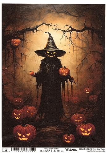 Josys Bastelmärchen Reispapier A4 Strohseide Decoupage Halloween Horror Kürbis Vogelscheuche RE4204 Josys Bastelmärchen Reispapier A4 Strohseide Decoupage Halloween Horror Kürbis Vogelscheuche RE4204 von Josys Bastelmärchen