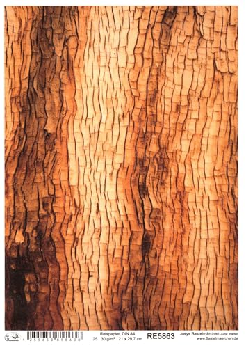 Josys Bastelmärchen Reispapier A4 Strohseide Decoupage Holz Maserung Rinde Holzmuster Muster RE5863 von Josys Bastelmärchen