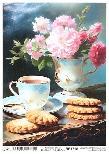 Josys Bastelmärchen Reispapier A4 Strohseide Decoupage Kaffee Tee Kuchen Blumen Vintage RE4715 Josys Bastelmärchen Reispapier A4 Strohseide Decoupage Kaffee Tee Kuchen Blumen Vintage RE4715 von Josys Bastelmärchen