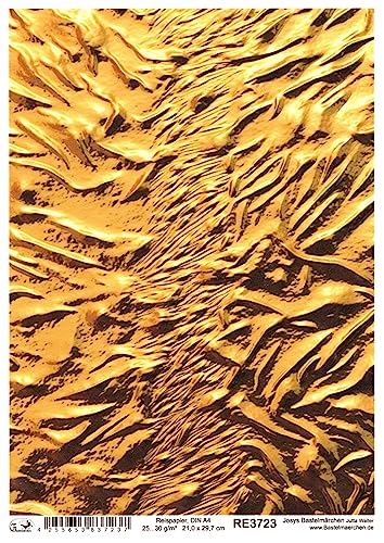 Josys Bastelmärchen Reispapier A4 Strohseide Decoupage Muster Hintergrund Gold goldfarben RE3723 von Josys Bastelmärchen