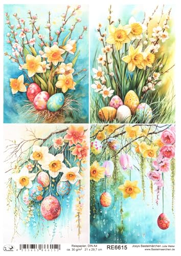 Josys Bastelmärchen Reispapier A4 Strohseide Decoupage Ostern Bunte Ostereier Blumen RE6615 Josys Bastelmärchen Reispapier A4 Strohseide Decoupage Ostern Bunte Ostereier Blumen RE6615 von Josys Bastelmärchen