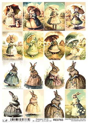Josys Bastelmärchen Reispapier A4 Strohseide Decoupage Ostern Häsin Hase kleine Bilder RE0783 Josys Bastelmärchen Reispapier A4 Strohseide Decoupage Ostern Häsin Hase kleine Bilder RE0783 von Josys Bastelmärchen