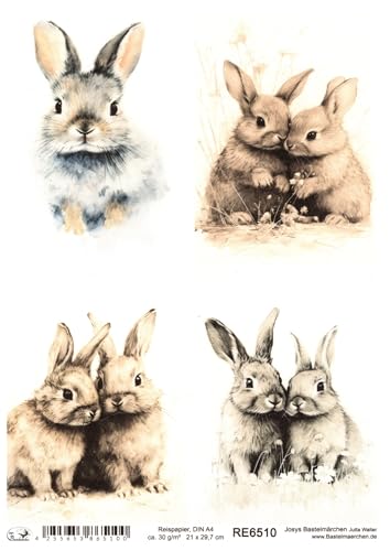 Josys Bastelmärchen Reispapier A4 Strohseide Decoupage Ostern Hase Süße Häschen RE6510 Josys Bastelmärchen Reispapier A4 Strohseide Decoupage Ostern Hase Süße Häschen RE6510 von Josys Bastelmärchen