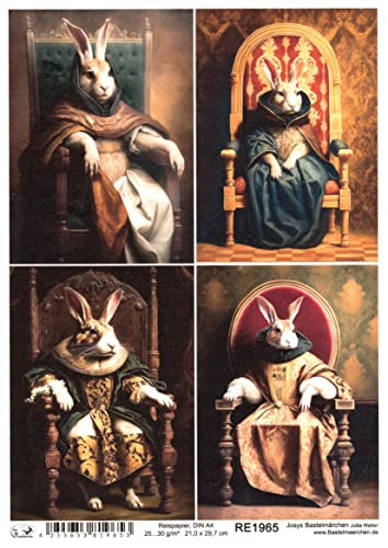Josys Bastelmärchen Reispapier A4 Strohseide Decoupage Ostern Hasen Vintage Muster Stuhl RE1965 von Josys Bastelmärchen
