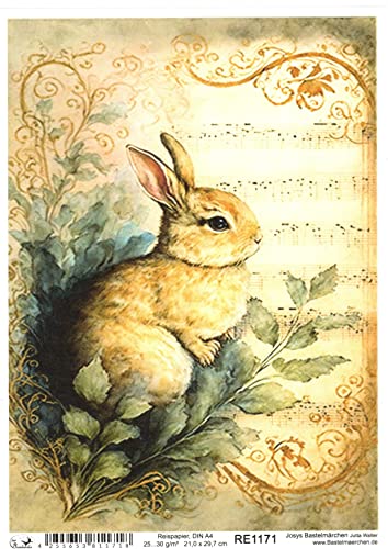 Josys Bastelmärchen Reispapier A4 Strohseide Decoupage Ostern Notenblatt Hase Blumen RE1171 Josys Bastelmärchen Reispapier A4 Strohseide Decoupage Ostern Notenblatt Hase Blumen RE1171 von Josys Bastelmärchen
