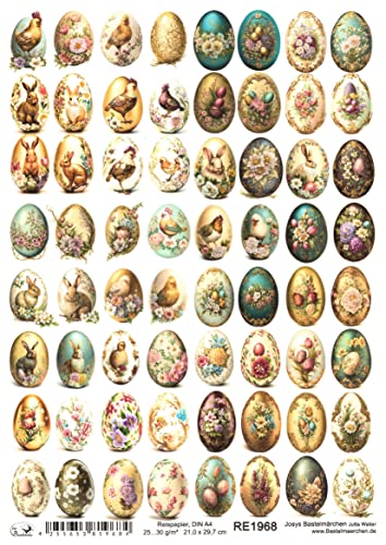 Josys Bastelmärchen Reispapier A4 Strohseide Decoupage Ostern Osterhase Eier Blumen Gold RE1968 Josys Bastelmärchen Reispapier A4 Strohseide Decoupage Ostern Osterhase Eier Blumen Gold RE1968 von Josys Bastelmärchen