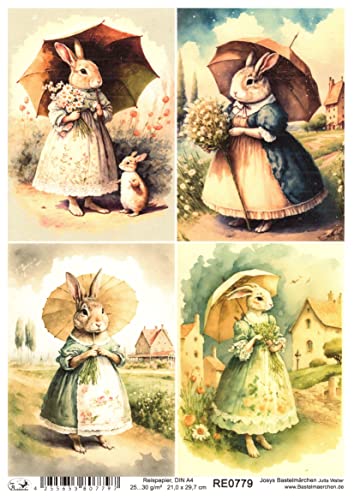 Josys Bastelmärchen Reispapier A4 Strohseide Decoupage Ostern Osterhase Häsin Blumen Schirm RE0779 Josys Bastelmärchen Reispapier A4 Strohseide Decoupage Ostern Osterhase Häsin Blumen Schirm RE0779 von Josys Bastelmärchen