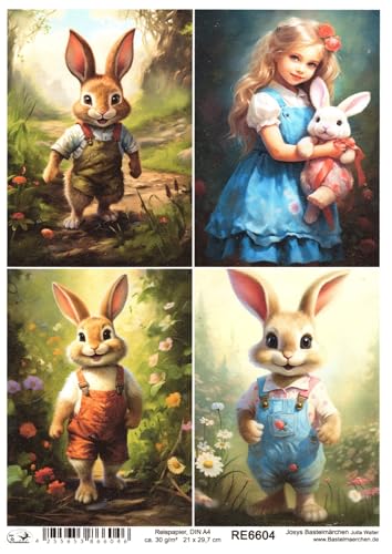 Josys Bastelmärchen Reispapier A4 Strohseide Decoupage Ostern Süße Hasen mit Blumen Kind RE6604 Josys Bastelmärchen Reispapier A4 Strohseide Decoupage Ostern Süße Hasen mit Blumen Kind RE6604 von Josys Bastelmärchen